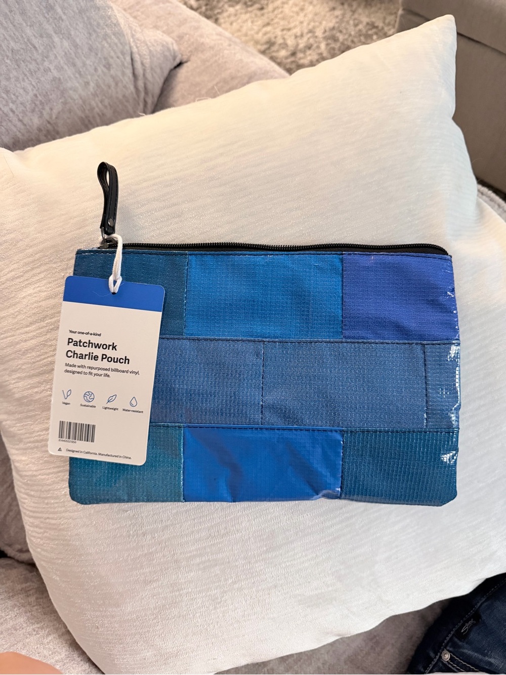 Rareform Patchwork Charlie Pouch - Blue Travel Toiletry Organizer